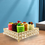 Maxbell Decorative Vanity Tray Entrance Fruit Organizer Dish Serving Tray Cake Stand Square 22.5x33.5x8cm