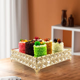 Maxbell Decorative Vanity Tray Entrance Fruit Organizer Dish Serving Tray Cake Stand Square 22.5x33.5x8cm