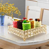 Maxbell Decorative Vanity Tray Entrance Fruit Organizer Dish Serving Tray Cake Stand Square 22.5x33.5x8cm