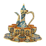 Maxbell Vintage Turkish Coffee Pot Set Model Medium Tea Sets Drinkware Wedding Gift Blue