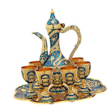 Maxbell Vintage Turkish Coffee Pot Set Model Medium Tea Sets Drinkware Wedding Gift Blue