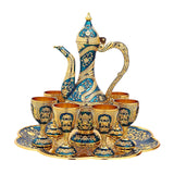 Maxbell Vintage Turkish Coffee Pot Set Model Medium Tea Sets Drinkware Wedding Gift Blue