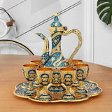 Maxbell Vintage Turkish Coffee Pot Set Model Medium Tea Sets Drinkware Wedding Gift Blue