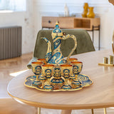 Maxbell Vintage Turkish Coffee Pot Set Model Medium Tea Sets Drinkware Wedding Gift Blue