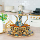 Maxbell Vintage Turkish Coffee Pot Set Model Medium Tea Sets Drinkware Wedding Gift Blue