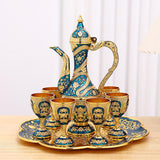 Maxbell Vintage Turkish Coffee Pot Set Model Medium Tea Sets Drinkware Wedding Gift Blue