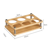 Maxbell 6 Holes Shot Glass Tray Holder Wooden Drink Cup Storage Holder for Party