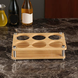 Maxbell 6 Holes Shot Glass Tray Holder Wooden Drink Cup Storage Holder for Party