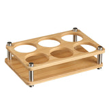 Maxbell 6 Holes Shot Glass Tray Holder Wooden Drink Cup Storage Holder for Party