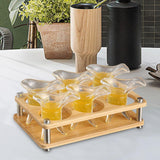 Maxbell 6 Holes Shot Glass Tray Holder Wooden Drink Cup Storage Holder for Party