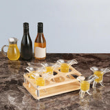 Maxbell 6 Holes Shot Glass Tray Holder Wooden Drink Cup Storage Holder for Party