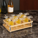 Maxbell 6 Holes Shot Glass Tray Holder Wooden Drink Cup Storage Holder for Party