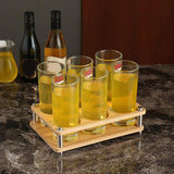 Maxbell 6 Holes Shot Glass Tray Holder Wooden Drink Cup Storage Holder for Party