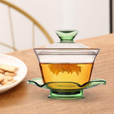 Maxbell Glass Teapot Set with Lid Large Tea Maker Kungfu Glass Tea Set for Kitchen Green