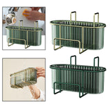 Maxbell Kitchen Brush Holder Storage Rack Practical Sink Drain Dish Rack for Utensil Aureate dark green