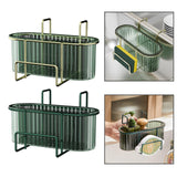 Maxbell Kitchen Brush Holder Storage Rack Practical Sink Drain Dish Rack for Utensil Aureate dark green