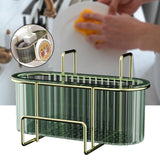 Maxbell Kitchen Brush Holder Storage Rack Practical Sink Drain Dish Rack for Utensil Aureate dark green