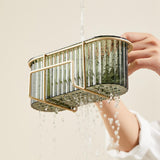 Maxbell Kitchen Brush Holder Storage Rack Practical Sink Drain Dish Rack for Utensil Aureate dark green