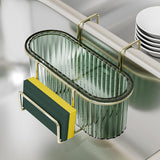 Maxbell Kitchen Brush Holder Storage Rack Practical Sink Drain Dish Rack for Utensil Aureate dark green