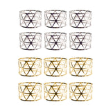 Maxbell 6 Pieces Elegant Napkin Holder Hollow for Thanksgiving Home Kitchen Decor Gold