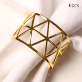 Maxbell 6 Pieces Elegant Napkin Holder Hollow for Thanksgiving Home Kitchen Decor Gold