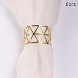 Maxbell 6 Pieces Elegant Napkin Holder Hollow for Thanksgiving Home Kitchen Decor Gold