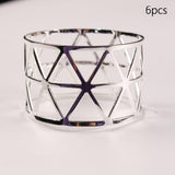 Maxbell 6 Pieces Elegant Napkin Holder Hollow for Thanksgiving Home Kitchen Decor Silver