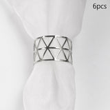 Maxbell 6 Pieces Elegant Napkin Holder Hollow for Thanksgiving Home Kitchen Decor Silver