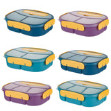 Maxbell 1800ml Bento Box Food Storage Case Multi Compartments for Picnic Camping 3 Slots Blue