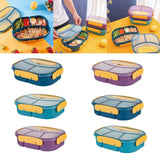 Maxbell 1800ml Bento Box Food Storage Case Multi Compartments for Picnic Camping 3 Slots Blue