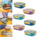Maxbell 1800ml Bento Box Food Storage Case Multi Compartments for Picnic Camping 3 Slots Blue