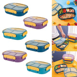 Maxbell 1800ml Bento Box Food Storage Case Multi Compartments for Picnic Camping 3 Slots Blue