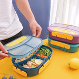 Maxbell 1800ml Bento Box Food Storage Case Multi Compartments for Picnic Camping 3 Slots Blue