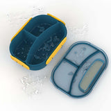 Maxbell 1800ml Bento Box Food Storage Case Multi Compartments for Picnic Camping 3 Slots Blue