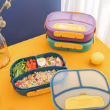 Maxbell 1800ml Bento Box Food Storage Case Multi Compartments for Picnic Camping 3 Slots Blue