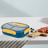 Maxbell 1800ml Bento Box Food Storage Case Multi Compartments for Picnic Camping 3 Slots Blue