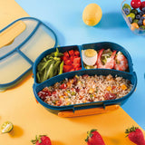 Maxbell 1800ml Bento Box Food Storage Case Multi Compartments for Picnic Camping 3 Slots Blue