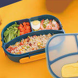 Maxbell 1800ml Bento Box Food Storage Case Multi Compartments for Picnic Camping 3 Slots Blue