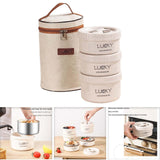 Maxbell Portable Lunch Box Cutlery Set with Flatware Leakproof for Picnic Adult Kids White 3 Boxes