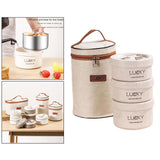 Maxbell Portable Lunch Box Cutlery Set with Flatware Leakproof for Picnic Adult Kids White 3 Boxes