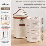 Maxbell Portable Lunch Box Cutlery Set with Flatware Leakproof for Picnic Adult Kids White 3 Boxes