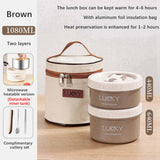 Maxbell Portable Lunch Box Cutlery Set with Flatware Leakproof for Picnic Adult Kids Coffee 2 Boxes