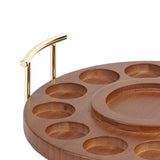 Maxbell Round Wooden Drink Carrier Tea Cup Holder Serving Tray Gift for Dad or Grad
