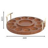 Maxbell Round Wooden Drink Carrier Tea Cup Holder Serving Tray Gift for Dad or Grad
