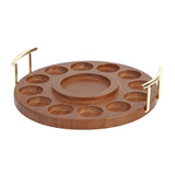 Maxbell Round Wooden Drink Carrier Tea Cup Holder Serving Tray Gift for Dad or Grad