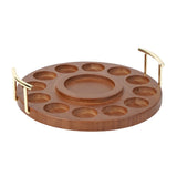 Maxbell Round Wooden Drink Carrier Tea Cup Holder Serving Tray Gift for Dad or Grad