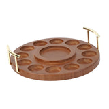Maxbell Round Wooden Drink Carrier Tea Cup Holder Serving Tray Gift for Dad or Grad