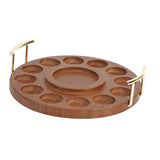 Maxbell Round Wooden Drink Carrier Tea Cup Holder Serving Tray Gift for Dad or Grad