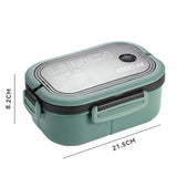 Maxbell Bento Box Lunch Container 2 Layers 3 Compartment Simple to Clean Portable Green