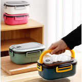 Maxbell Bento Box Lunch Container 2 Layers 3 Compartment Simple to Clean Portable Green